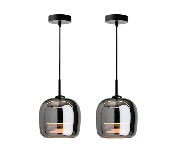 Lámpara de techo colgante de vidrio negro. Diseño nórdico moderno para iluminación del hogar.
