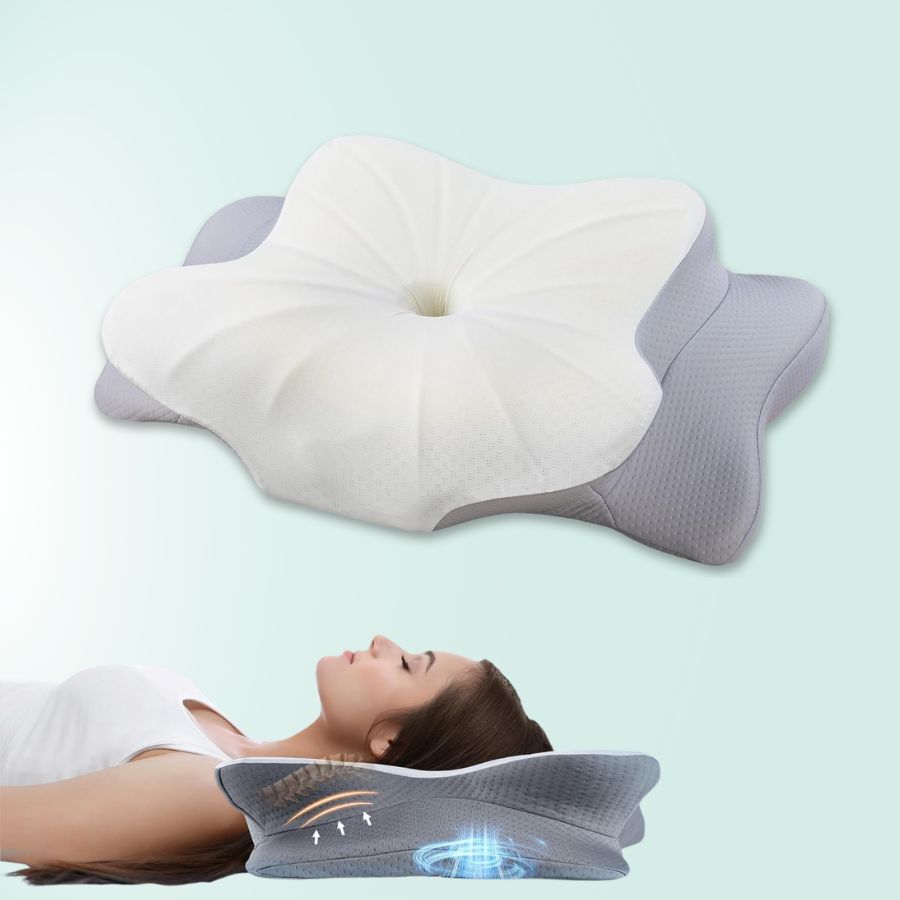 Almohada cervical ortopédica XL para viaje, ofrece soporte ergonómico y descanso confortable para el cuello.