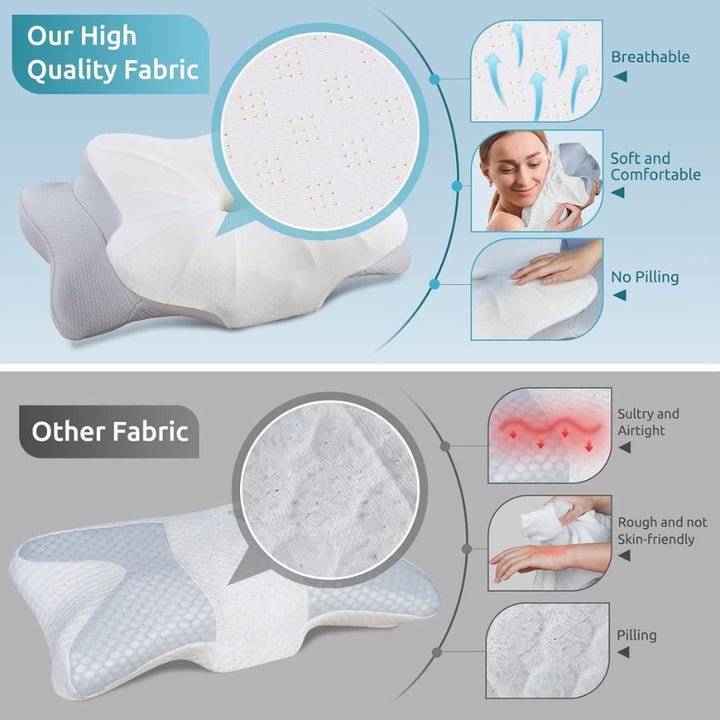 Almohada ergonómica cervical ortopédica XL de viaje, diseñada para ofrecer soporte óptimo y aliviar el dolor de cuello.