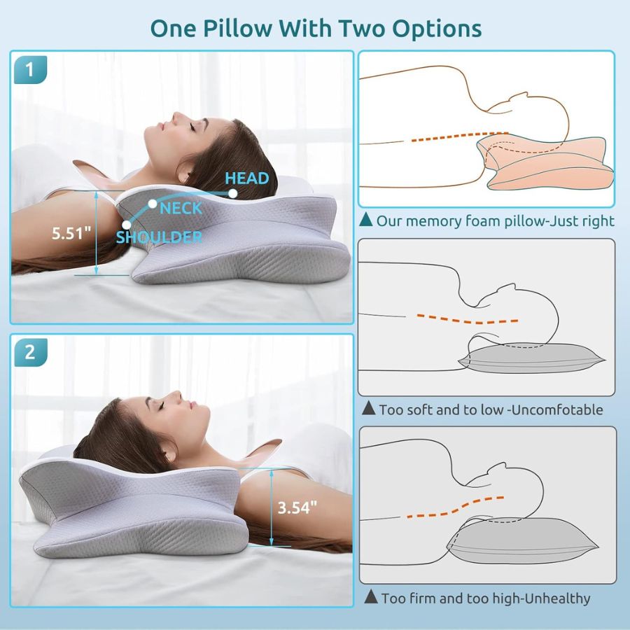 Mejora tu descanso con esta almohada cervical ortopédica XL de viaje. Soporte ergonómico para aliviar el dolor de cuello.