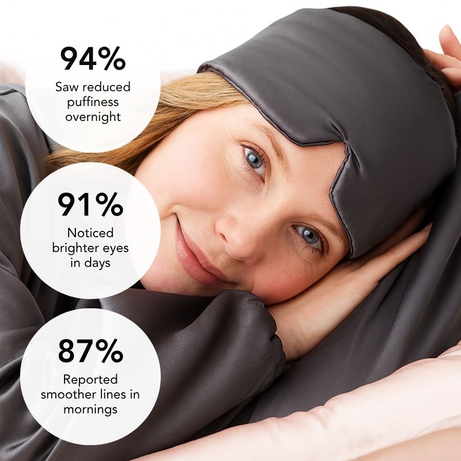 Suave antifaz de seda natural para ojos, ideal para descanso y cuidado de la piel nocturno.