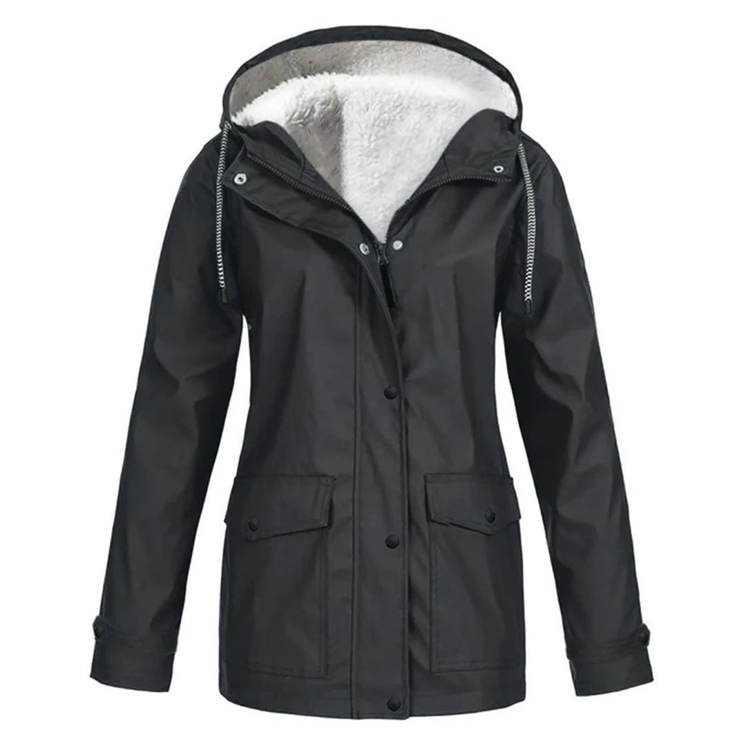 Abrigo impermeable mujer, corte medio, de estilo casual. Chaqueta cálida y elegante para otoño/invierno.