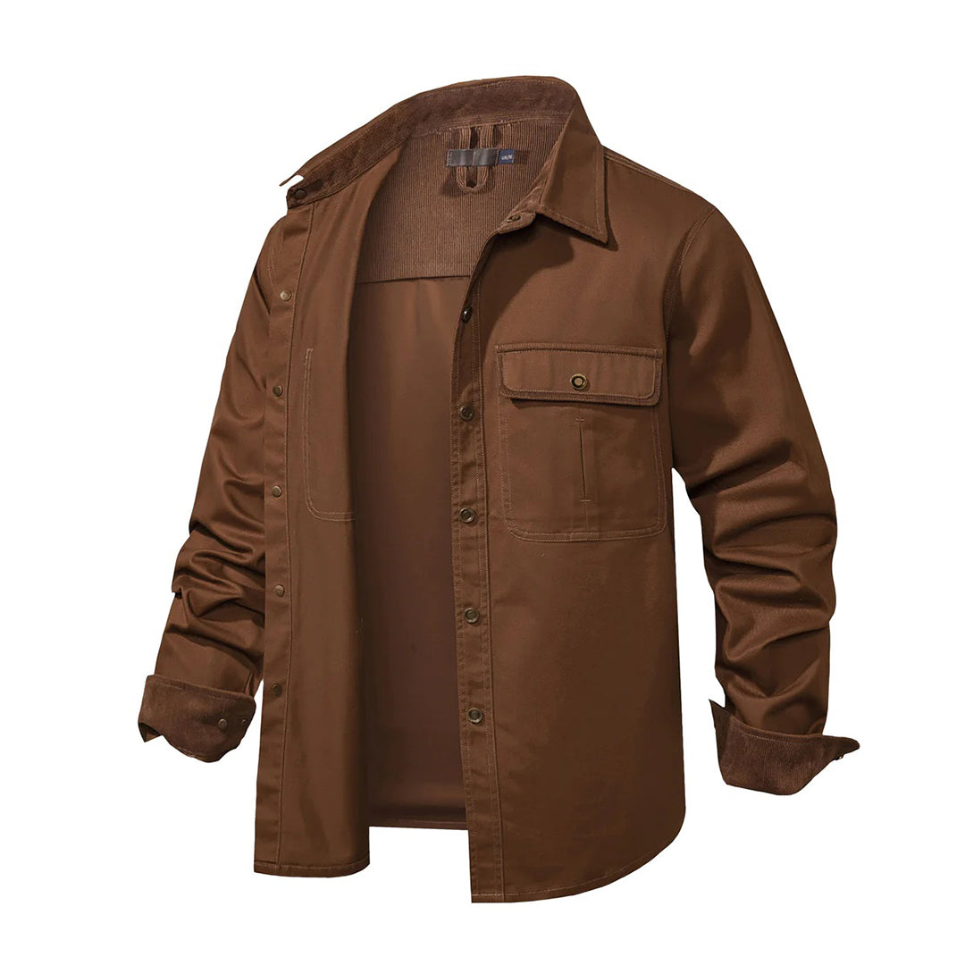 Camisa de oficina para hombre, manga larga con puños contrastantes, perfecta para un look profesional y elegante.