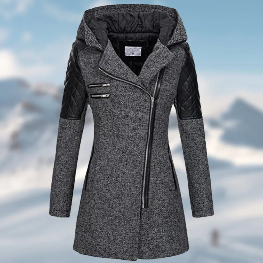 Abrigo de invierno cálido para mujer, diseño elegante. Ideal para mantener el estilo y la calidez en climas fríos.