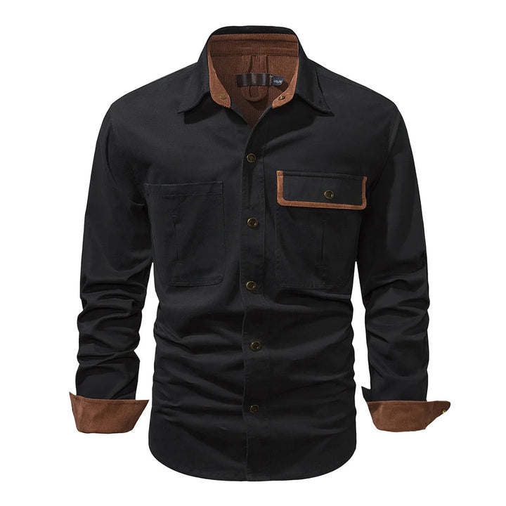 Camisa versátil de hombre, manga larga con puños de contraste, ideal para oficina o eventos casuales.