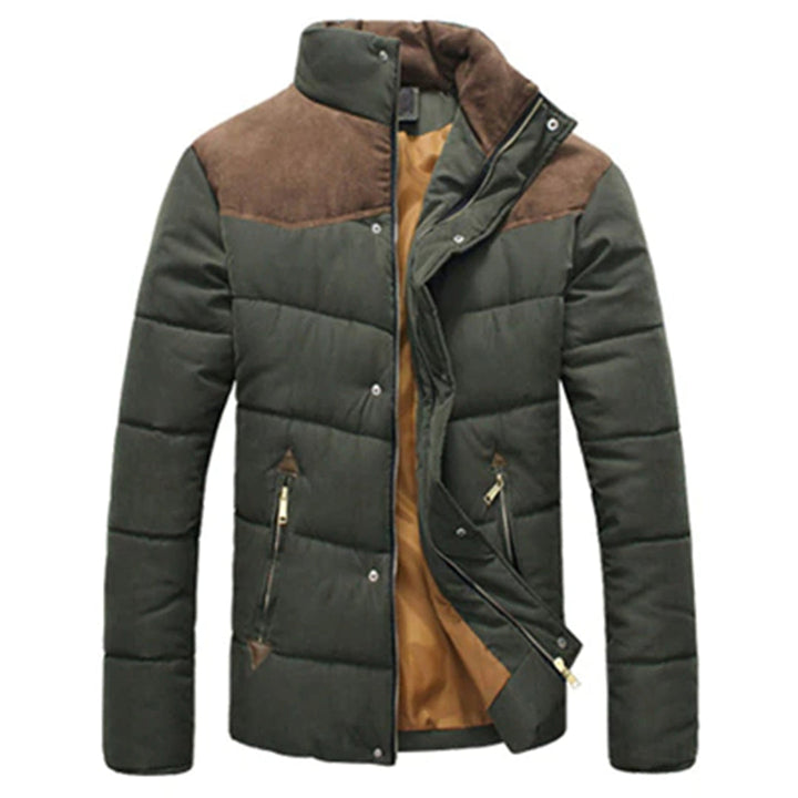 Chaqueta de hombre acolchada, diseño ligero y elegante. Ropa de otoño casual con cremallera frontal.