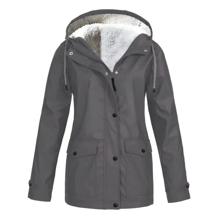 Abrigo impermeable mujer corte medio, ideal otoño-invierno. Elegante y cálido para protección lluvia.