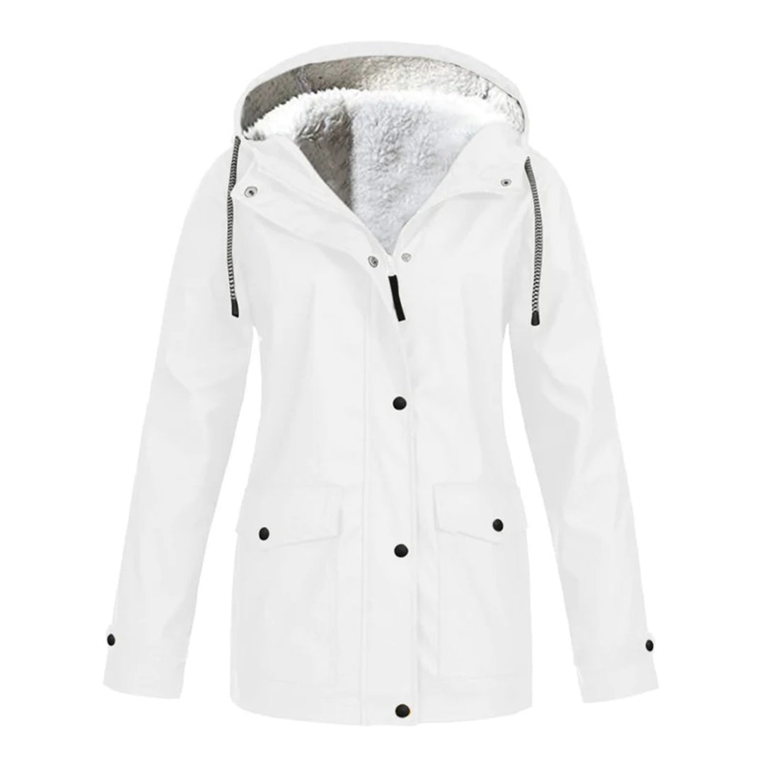 Elegante abrigo impermeable de mujer, corte medio, perfecto para invierno y estilo casual.