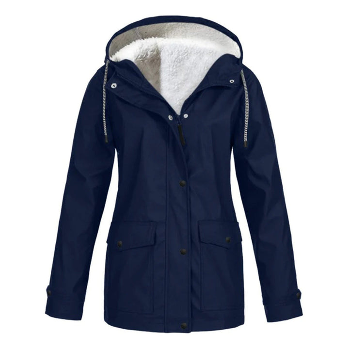 Abrigo mujer elegante e impermeable de media longitud. Ropa exterior chic para otoño e invierno.