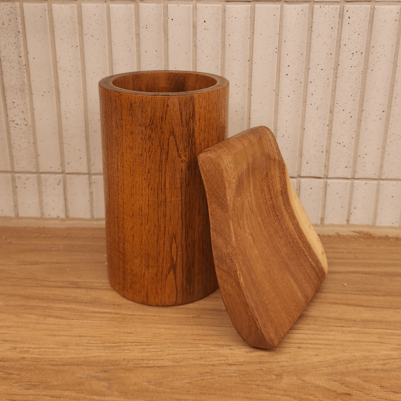 Set completo de utensilios de cocina de madera natural (teca y acacia), duraderos. Accesorios de chef ecológicos.