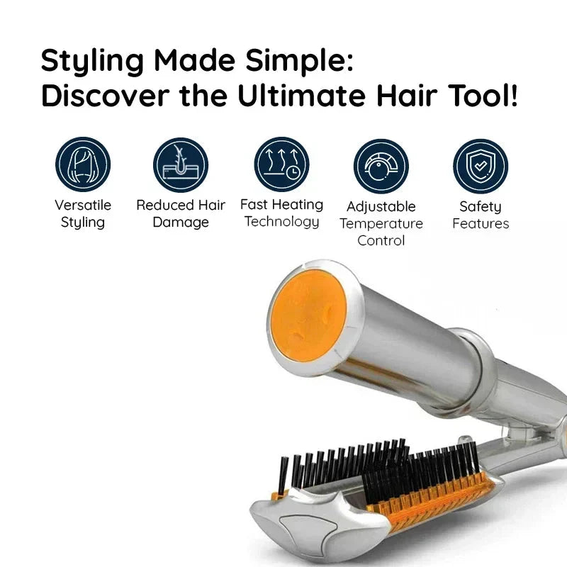 Estilizando ondas suaves con el cepillo rotatorio profesional 2 en 1. Crea rizos y volumen sin esfuerzo.