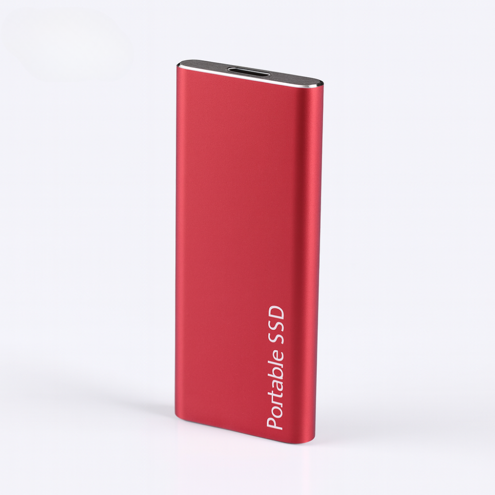 SSD portátil de aluminio para almacenamiento externo. Dispositivo USB-C rápido y seguro para todos tus archivos digitales.
