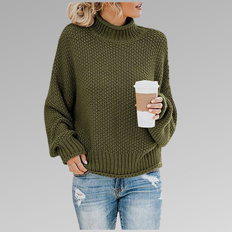 Jersey DELFINA de cuello alto, diseño moderno y confortable para mujer. Prendas de moda invierno versátiles.