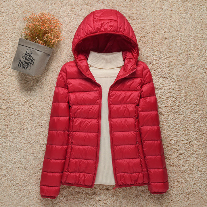 Chaqueta acolchada suave Quinn para mujer, abrigo invernal con cremallera y cuello alto.
