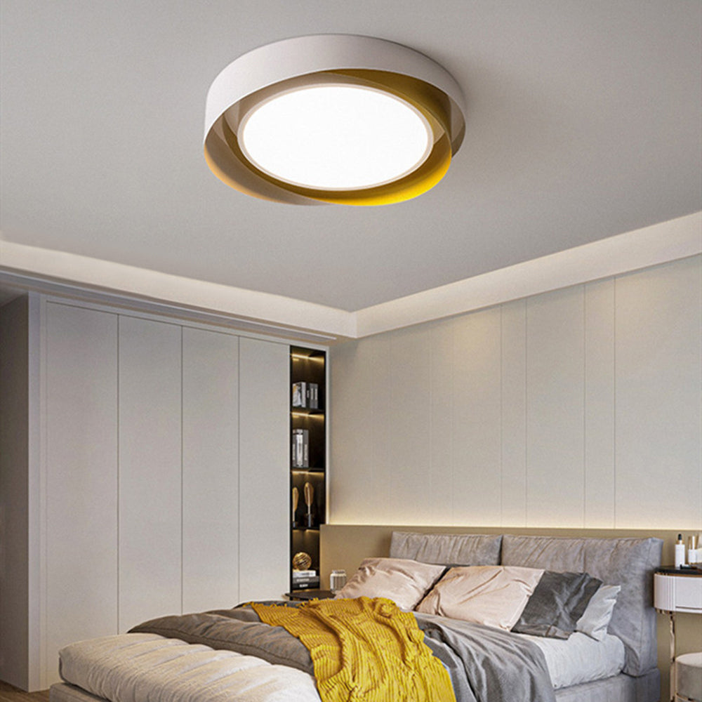 Lámpara LED de techo negra, estilo minimalista, para salón, luz cálida.