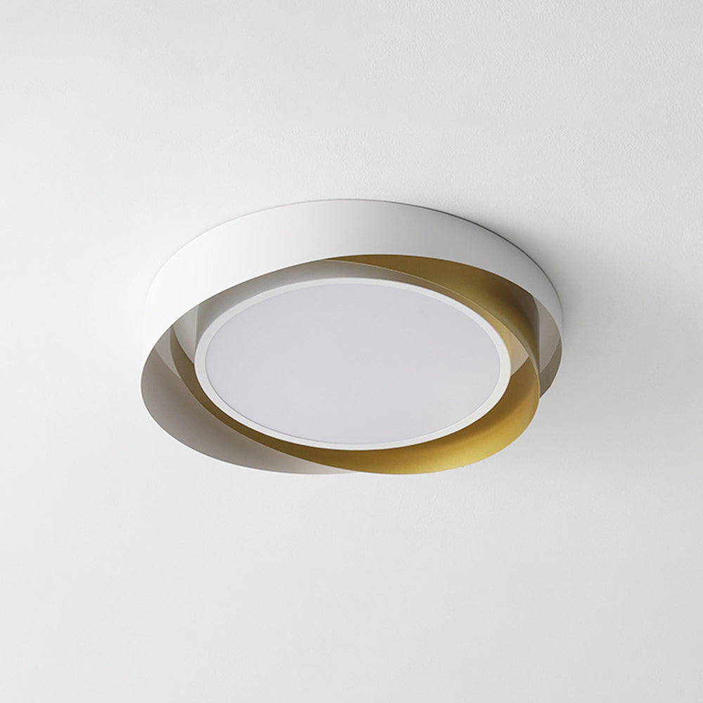 Lámpara de techo LED dorada, redonda, luz cálida, para oficina con estilo.
