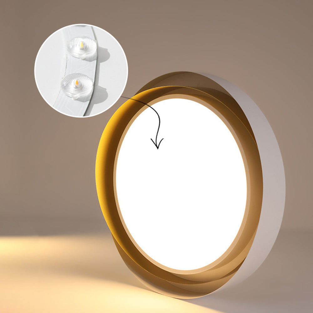 Iluminación LED redonda dorada, luminaria moderna para dormitorio, luz fría.