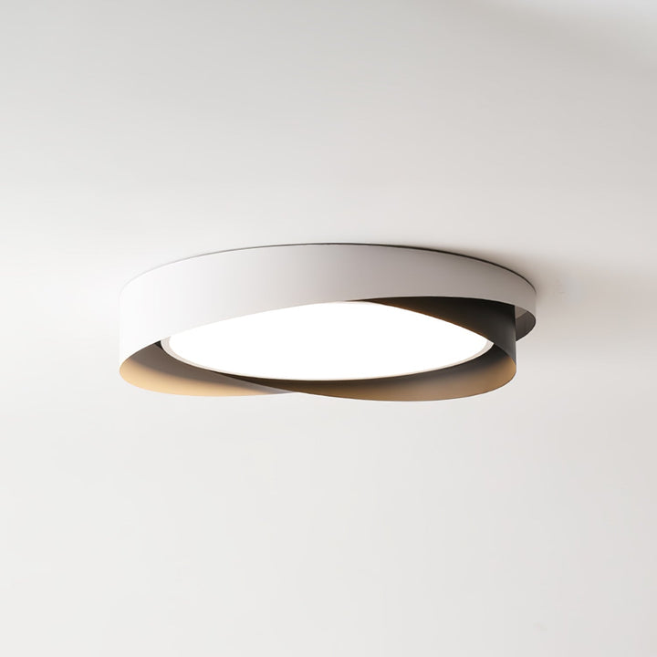 Lámpara LED de techo blanca, diseño moderno y redondo, luz cálida para salón.