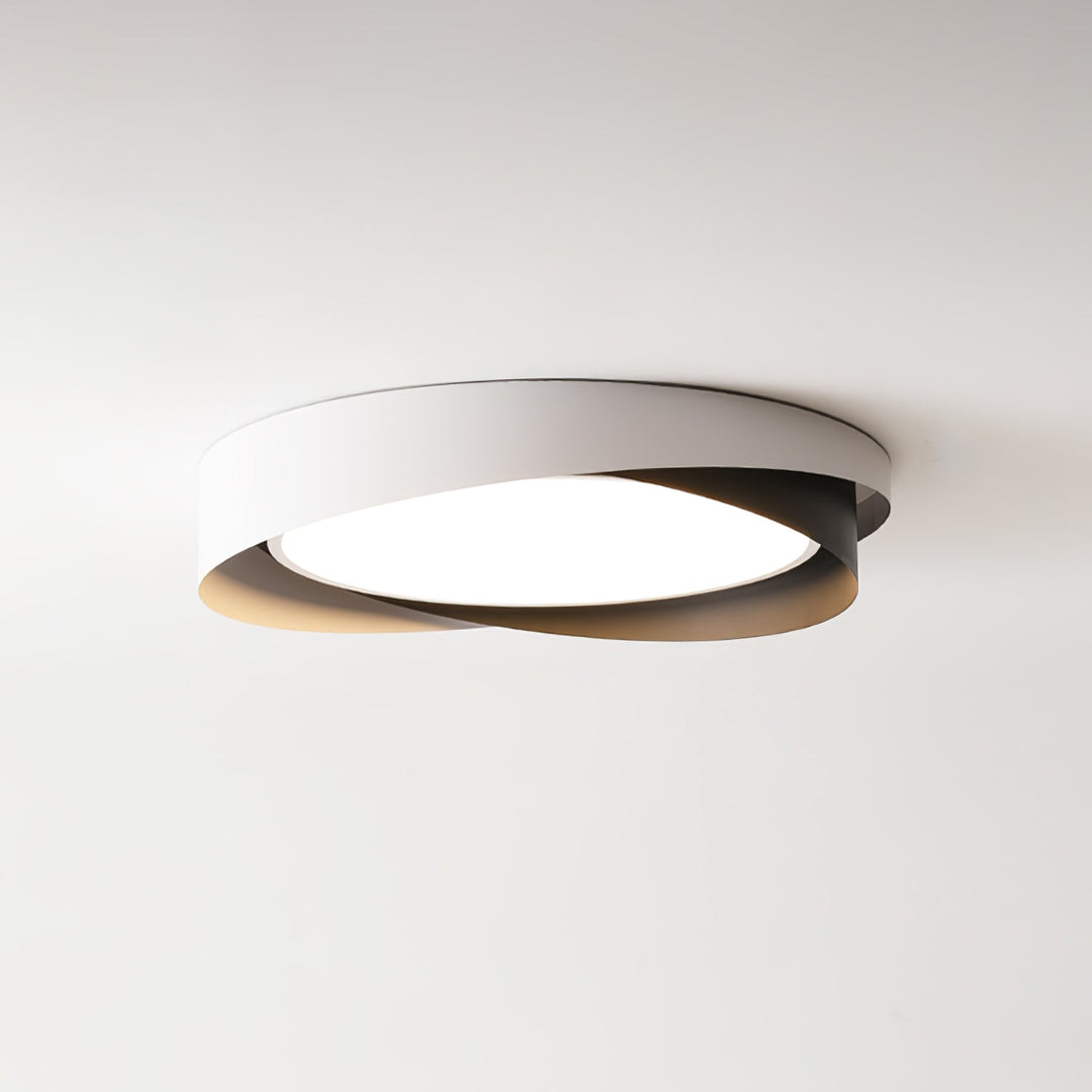 Lámpara LED de techo blanca, diseño redondo minimalista, luz fría para espacios modernos.