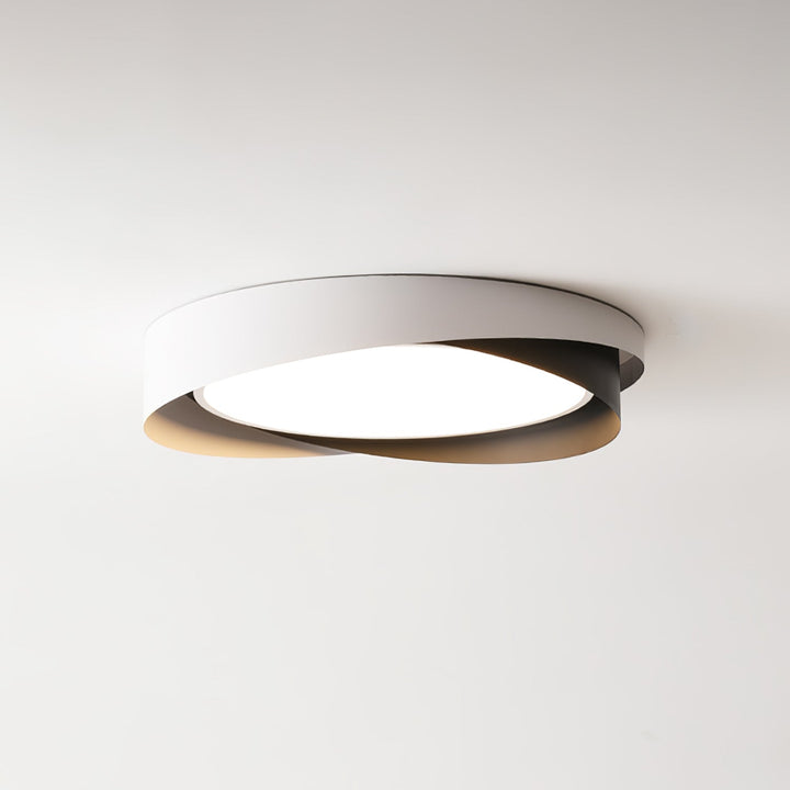 Lámpara LED de techo blanca, diseño redondo minimalista, luz fría para espacios modernos.