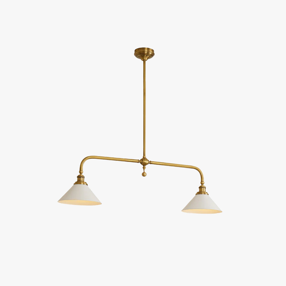 Lámpara colgante vintage minimalista con pantalla blanca para sala de estar.