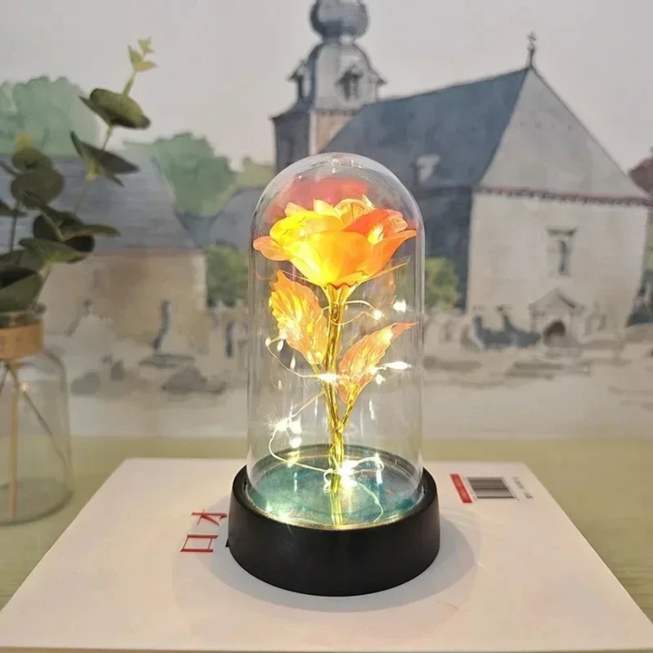 Lámpara LED rosa romántica en cúpula de cristal, el regalo perfecto para ella, decora con amor y luz.