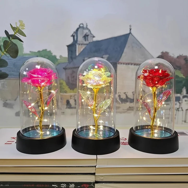 Decoración de dormitorio: lámpara LED rosa en cúpula de cristal, crea un ambiente íntimo y acogedor.