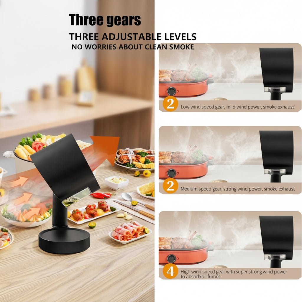 Mantén tu cocina limpia con este extractor de humo compacto. Elimina olores de freidora de aire en encimera.