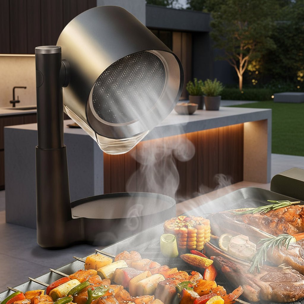 Extractor de humo compacto y campana portátil para encimera de cocina. Ideal para freidora de aire o BBQ interior.