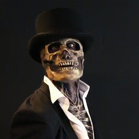 Máscara de Halloween para adulto, esqueleto realista con cerebros, que genera terror en cualquier fiesta.