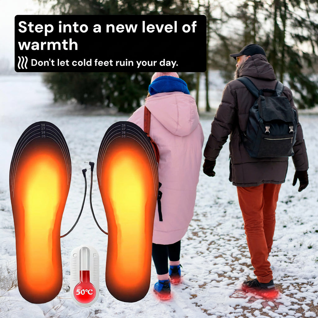 Par de plantillas térmicas unisex para botas, ideales para senderismo y actividades outdoor en invierno.