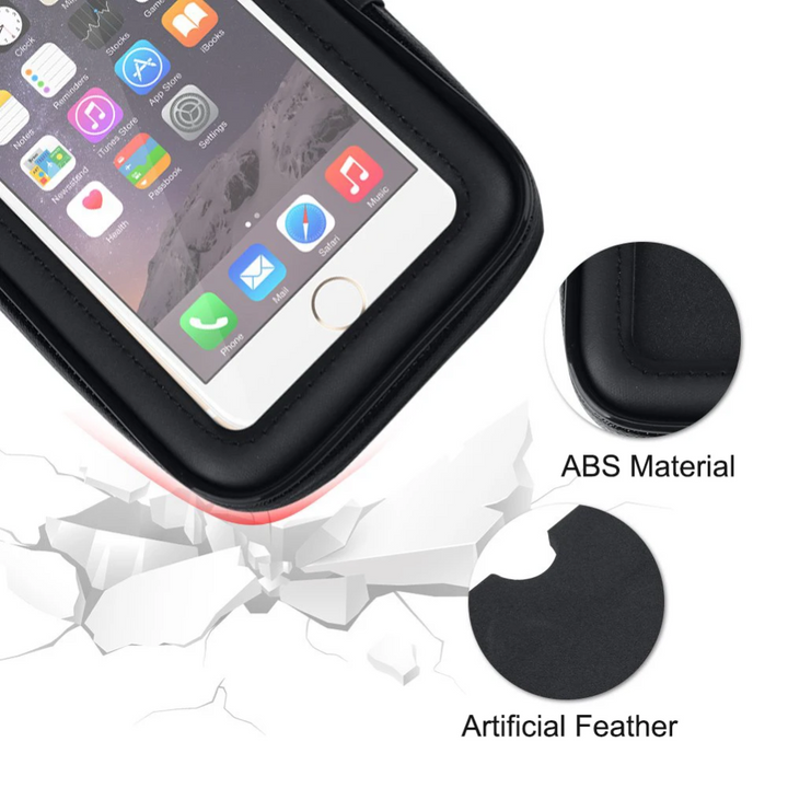 Soporte táctil impermeable para smartphone en bicicleta, permite usar la pantalla.