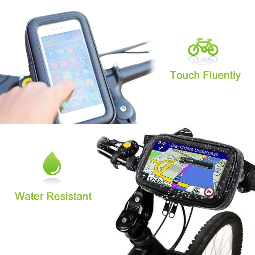 Accesorios de ciclismo: soporte impermeable para móvil GPS en bicicleta de montaña.