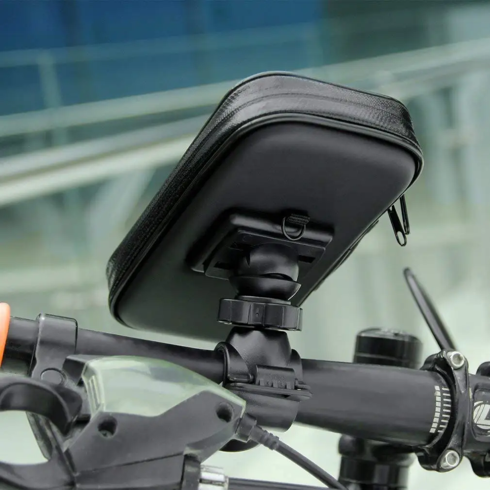 Funda protectora impermeable para teléfono móvil, con soporte para bicicleta.