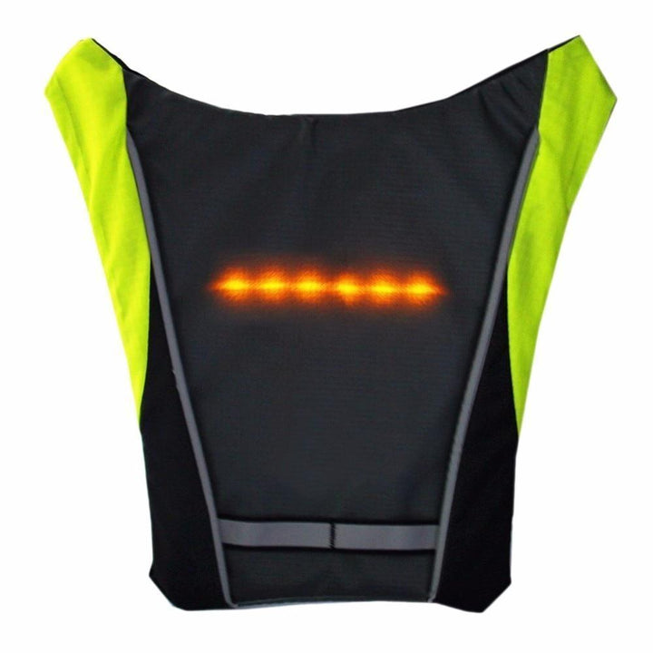 Chaleco LED reflectante para seguridad en carretera, señalización de giro clara y visible de noche.