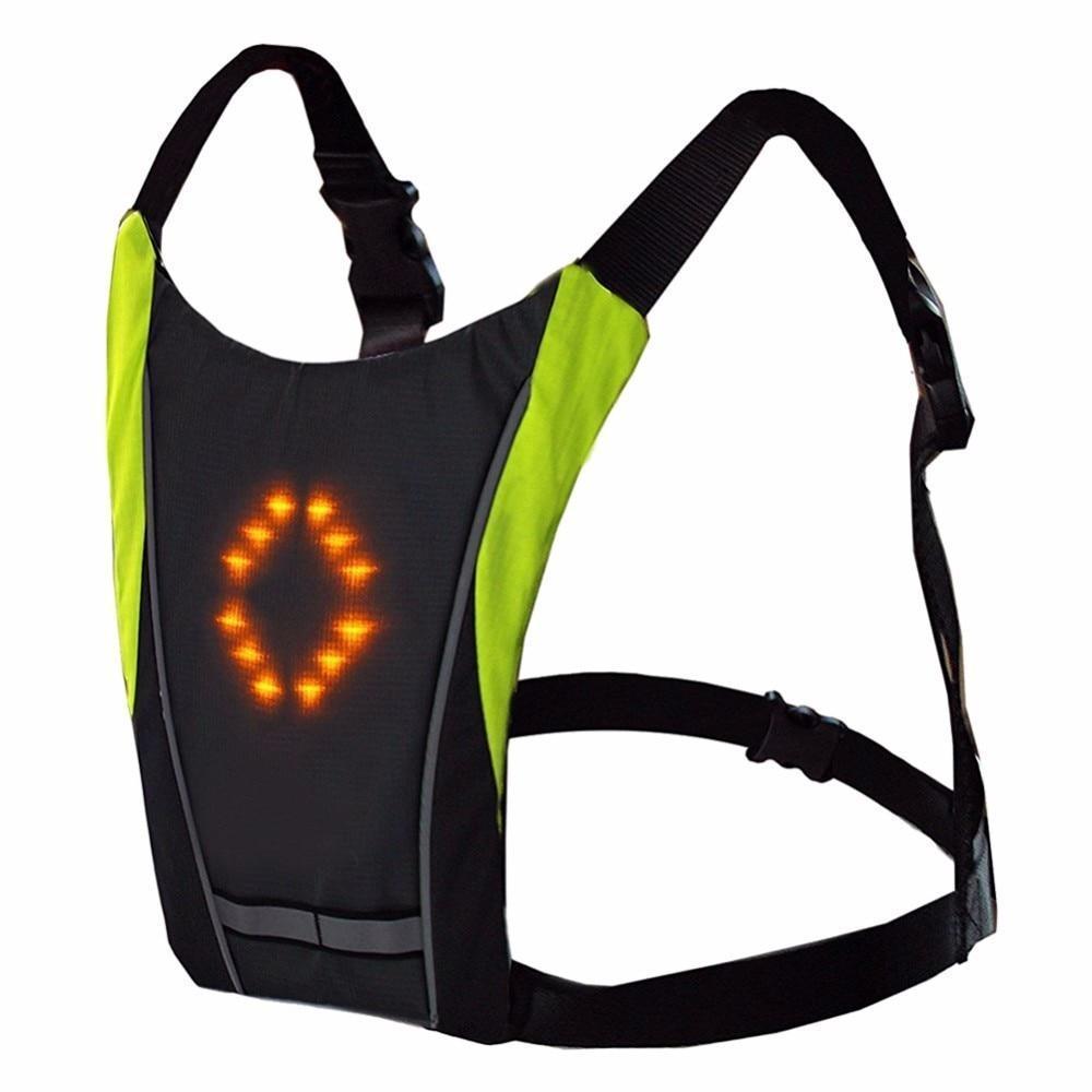 Chaleco LED de seguridad para bicicleta, reflectante, con batería USB y luces direccionales.