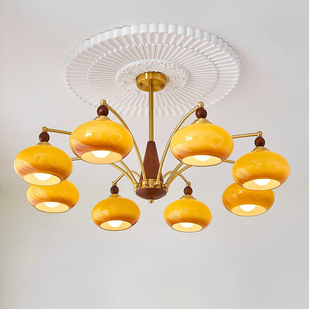 Lámpara de techo vintage con cristal opalino, estilo clásico y elegante para iluminación del hogar.