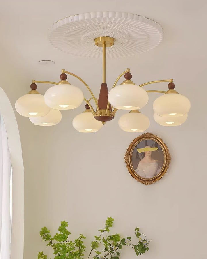 Iluminación de techo vintage, cristal opalino, diseño elegante para el hogar y jardín.