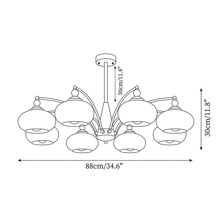 Lámpara de techo retro, cristal opalino difusor de luz cálida, ideal para diseño interior.