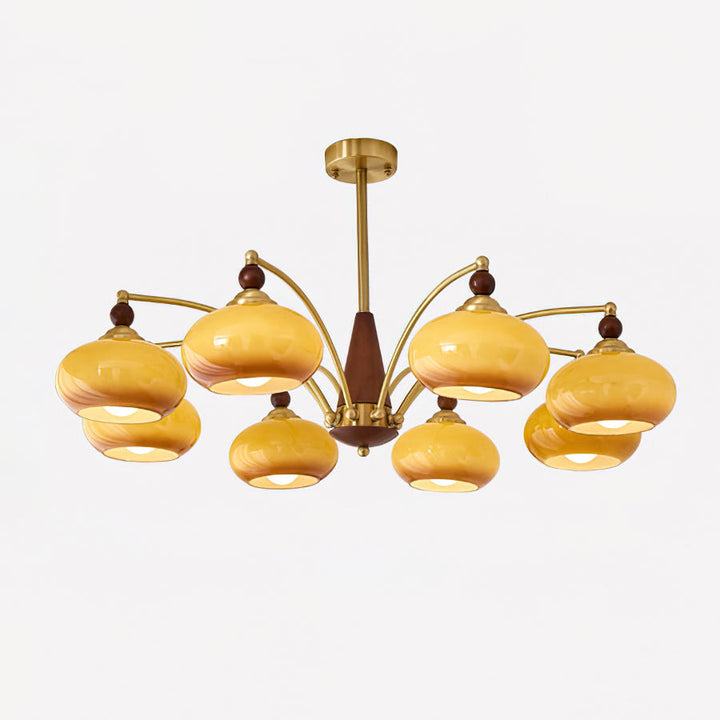 Araña de techo clásica, cristal opalino, ideal para iluminación decorativa y estilo retro.