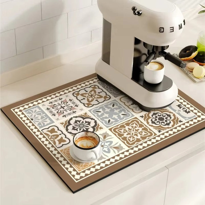 Decoración vintage para cocina: alfombrilla de café, super absorbente y antideslizante.
