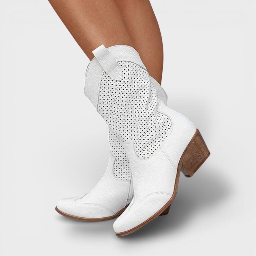 Botas cowboy de mujer con cremallera lateral. Estilo western moderno y cómodas, ideales para otoño.