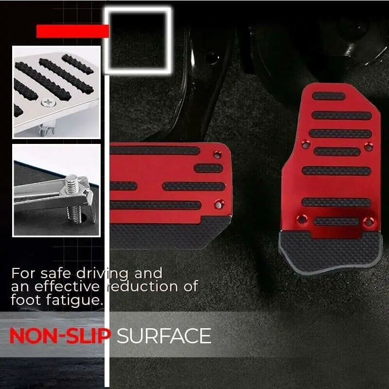 Pedales universales rojos para coche automático/manual, aumentan el agarre y la seguridad al conducir.