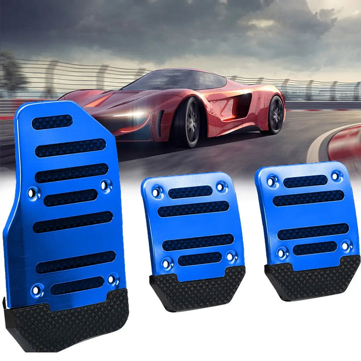 Pedales de coche azules antideslizantes universales, accesorios para una conducción segura y con agarre.