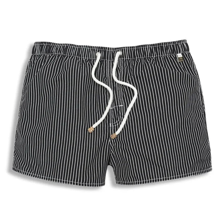 Bañador corto para hombre, estilo casual veraniego, con estampado de rayas para la playa.