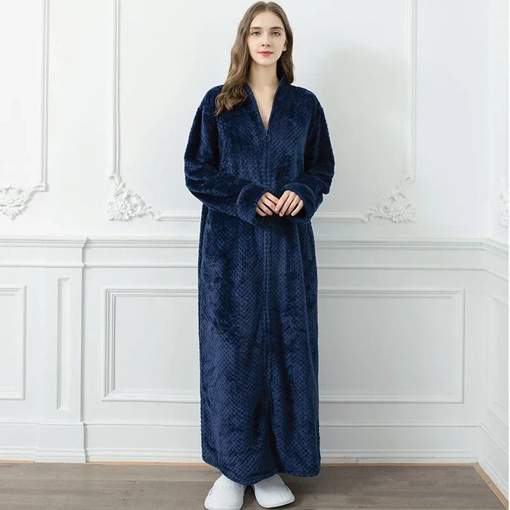 Bata cálida de felpa para el hogar, larga, cómoda y perfecta para invierno.