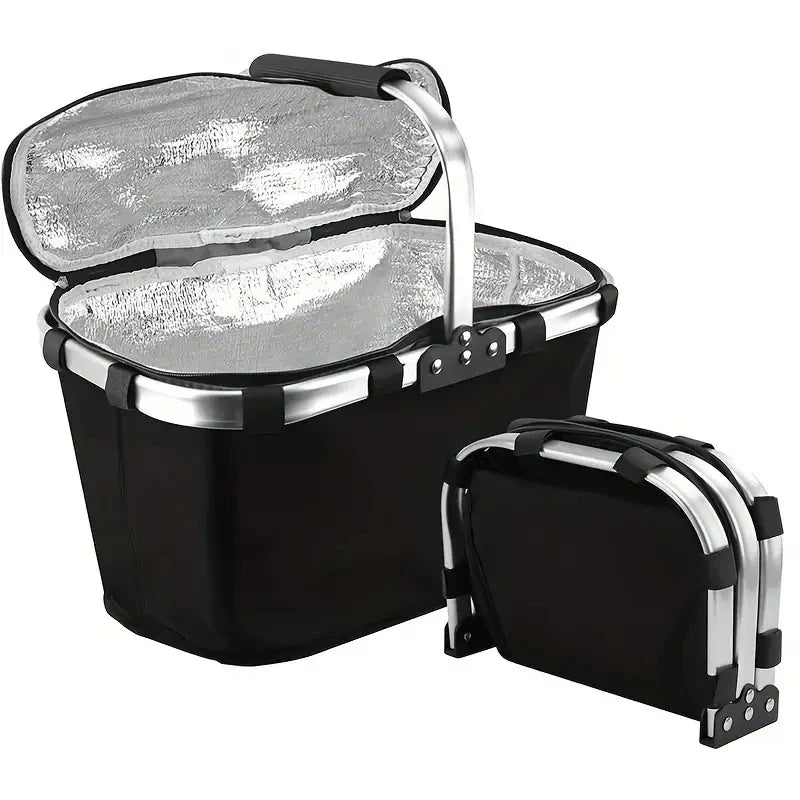 Cesta de picnic aislada plegable de Oxford con asa, mantiene alimentos y bebidas frescos en excursiones y compras.