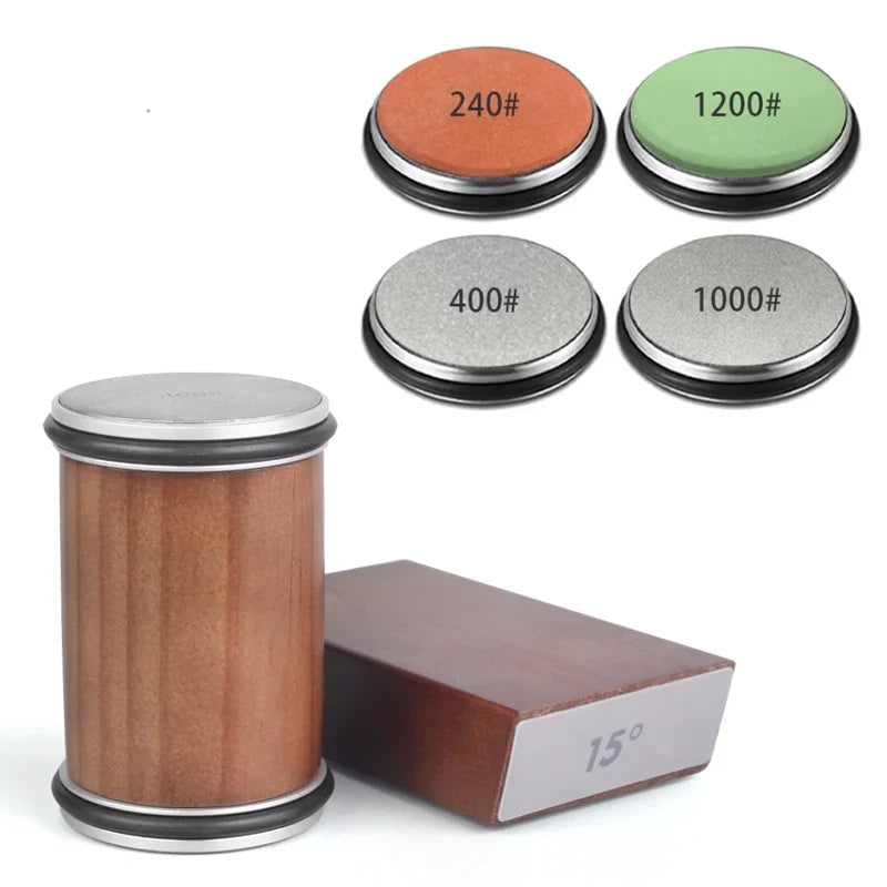 Afilador rodante con diamante, para cuchillos de cocina de alta gama, con ángulos fijos precisos.