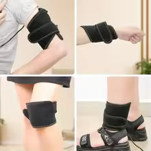 Cinturón de bienestar con terapia de luz roja para alivio muscular post-ejercicio y relajación profunda.