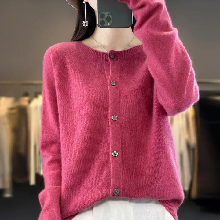 Elegante cárdigan casual suelto de punto para mujer, perfecto para capas y comodidad.